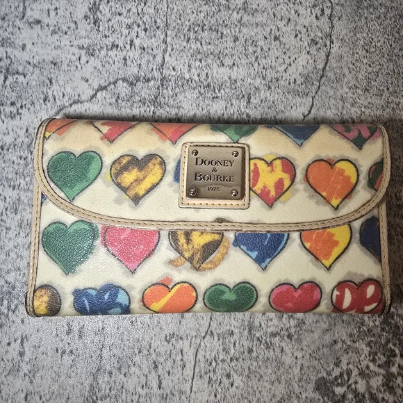Dooney & Bourke Multicolor Heart Wallet - Picture 1 of 7